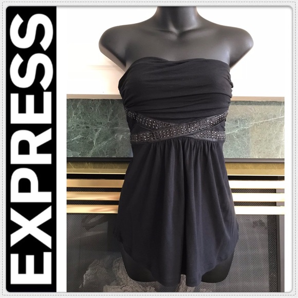 Express Tops - Strapless top w/Crossed Beaded Waist